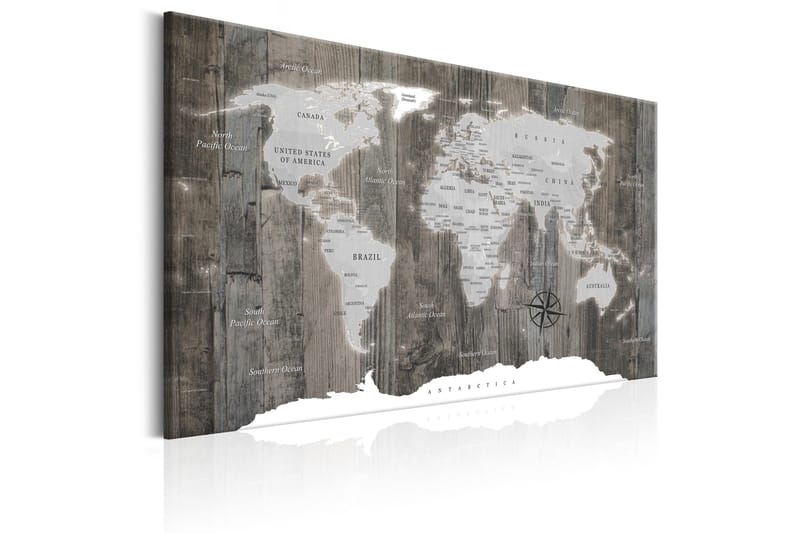 Tavla World Map: Wooden World 90x60 - Artgeist sp. z o. o. - Inredning - Tavlor & konst - Canvastavlor