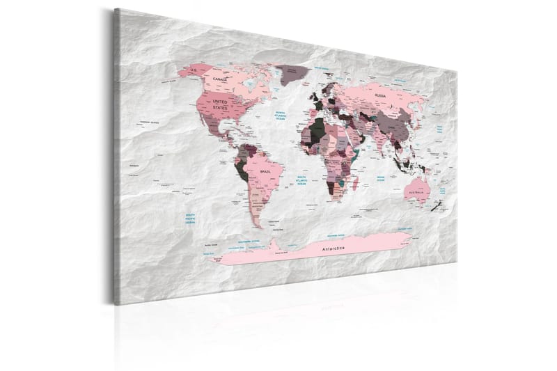 Tavla World Map: Pink Continents 60x40 - Artgeist sp. z o. o. - Inredning - Tavlor & konst - Canvastavlor