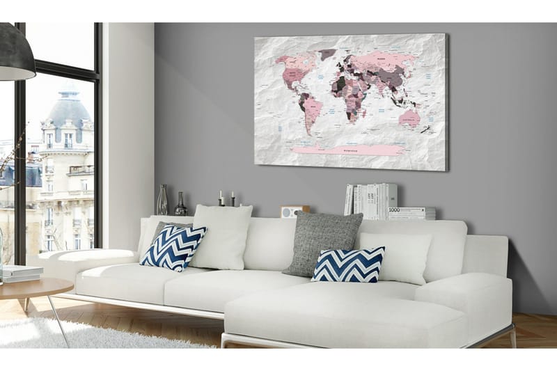 Tavla World Map: Pink Continents 60x40, Artgeist sp. z o. o.