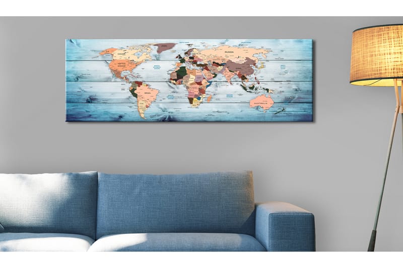 Tavla World Maps Sapphire Travels 150x50 - Artgeist sp. z o. o. - Inredning - Tavlor & konst - Canvastavlor