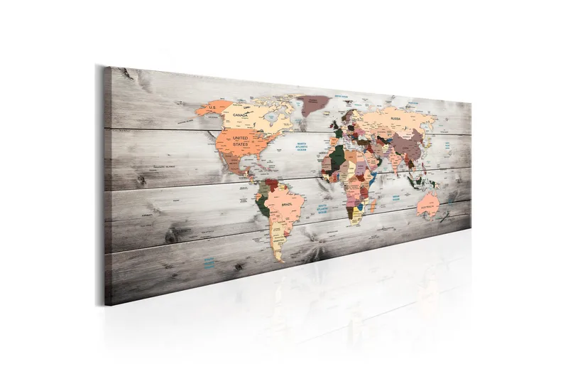 Tavla World Maps Wooden Travels 150x50, Artgeist sp. z o. o.