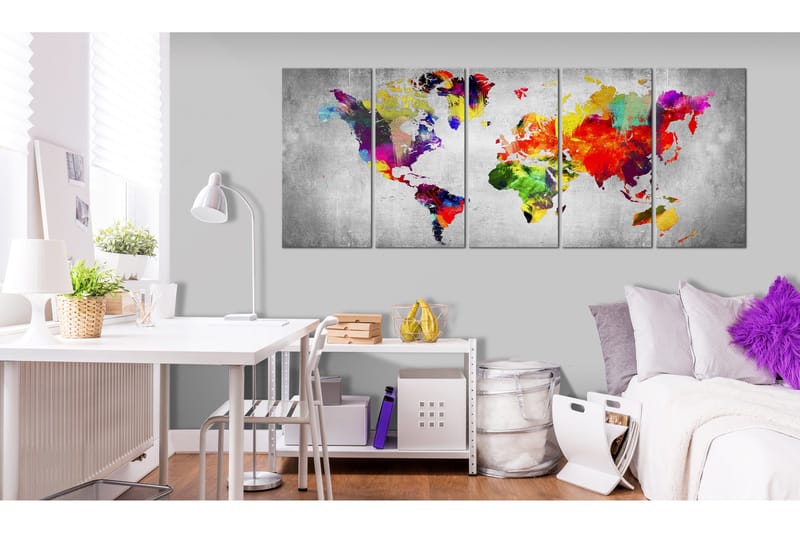 Tavla World on Concrete 225x90, Artgeist sp. z o. o.