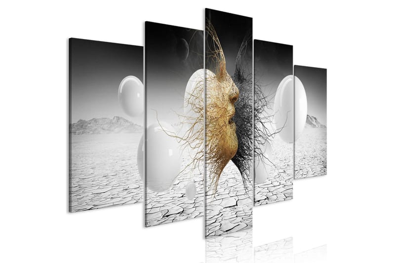Tavla Woven Faces 5 Parts Wide Golden 200x100, Artgeist sp. z o. o.