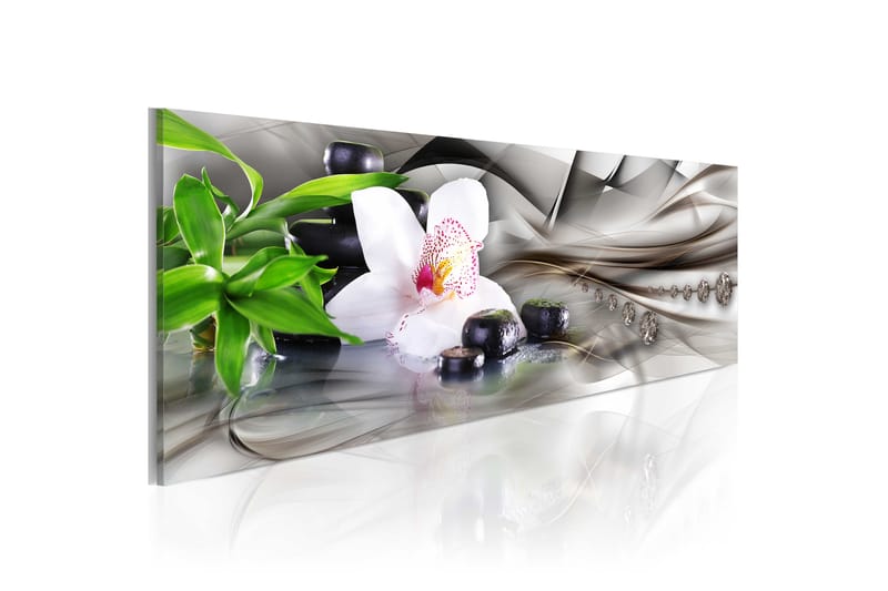 Tavla Zen Composition Bamboo Orchid And Stones 135x45 - Artgeist sp. z o. o. - Inredning - Tavlor & konst - Canvastavlor