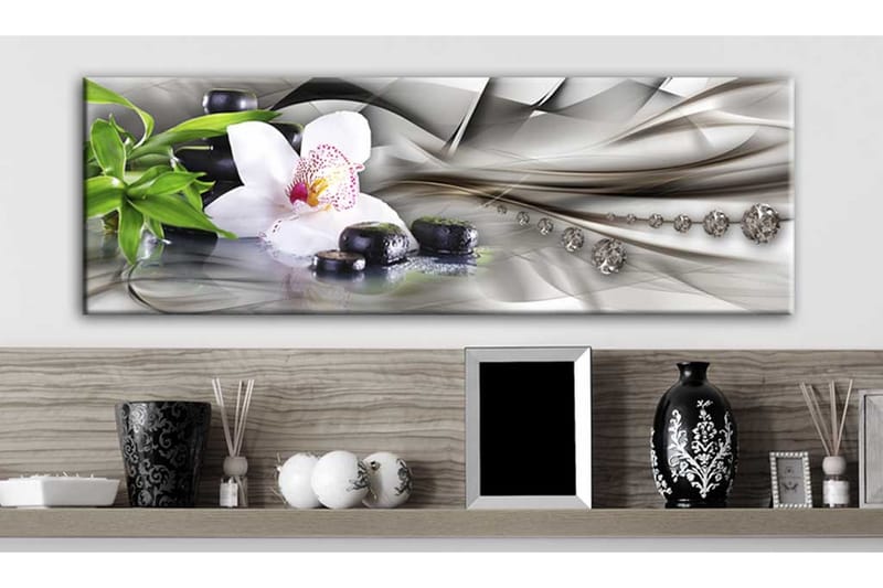 Tavla Zen Composition Bamboo Orchid And Stones 135x45 - Artgeist sp. z o. o. - Inredning - Tavlor & konst - Canvastavlor