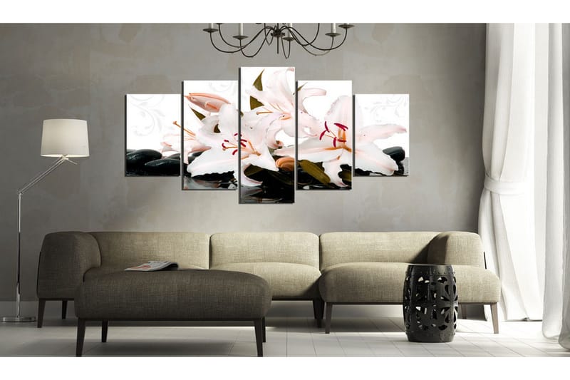 Tavla Zen Stones And Lilies 200x100 - Artgeist sp. z o. o. - Inredning - Tavlor & konst - Canvastavlor