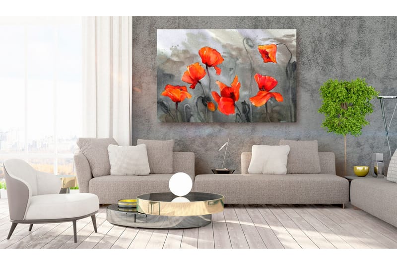 Tavla Poppies (Watercolour) 120x80 - Artgeist sp. z o. o. - Inredning - Tavlor & konst - Canvastavlor