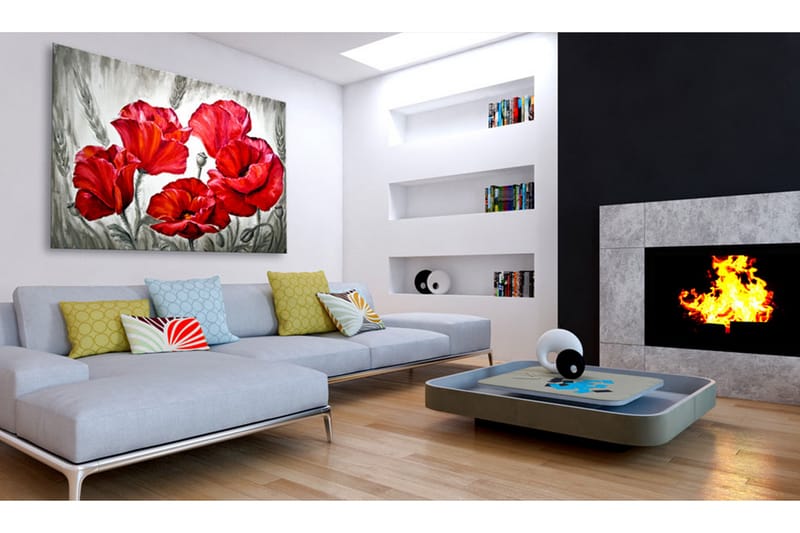 Tavla Poppies in Wheat 90x60, Artgeist sp. z o. o.