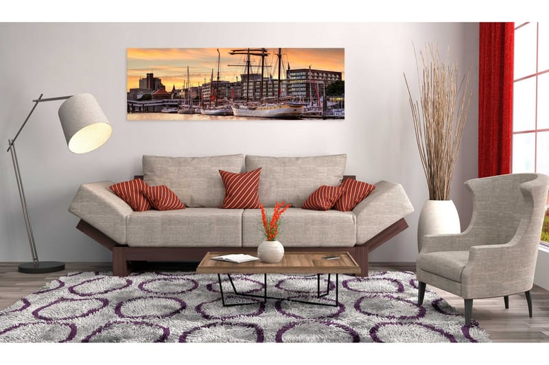 Tavla Port in Hamburg 150x50 - Artgeist sp. z o. o. - Inredning - Tavlor & konst - Canvastavlor