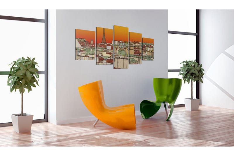 Tavla Parisian Sky In Orange Colour 200x100 - Artgeist sp. z o. o. - Inredning - Tavlor & konst - Canvastavlor