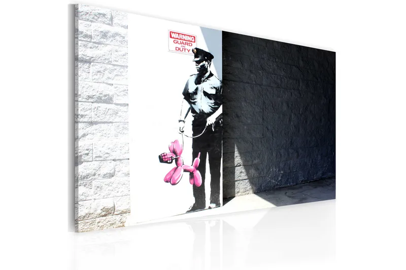Tavla Police Guard And Pink Balloon Dog Banksy 60x40, Artgeist sp. z o. o.