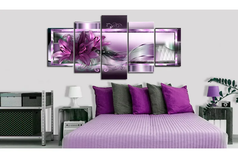 Tavla Purple Lilies 200x100 - Artgeist sp. z o. o. - Inredning - Tavlor & konst - Canvastavlor
