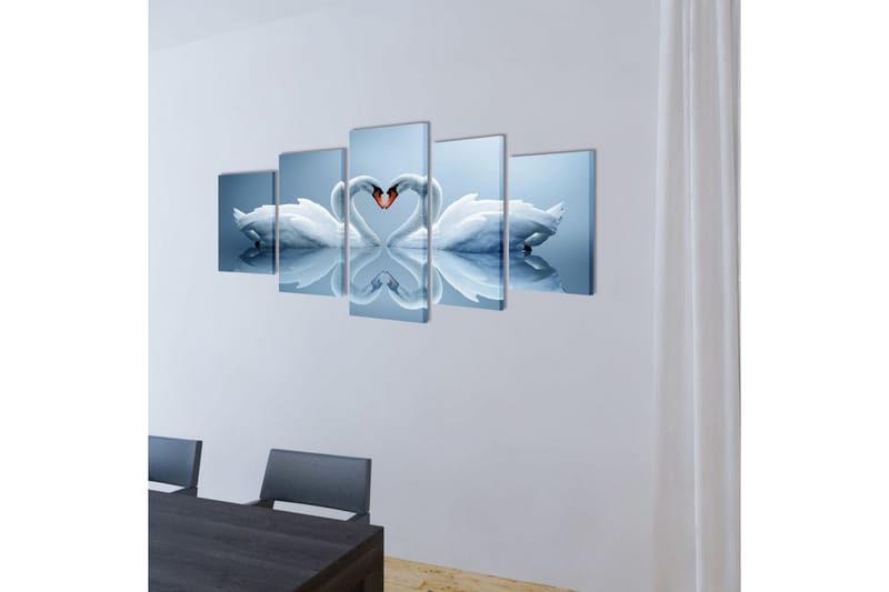 Uppsättning väggbonader på duk: svan 200x100 cm - Flerfärgad - Inredning - Tavlor & konst - Canvastavlor