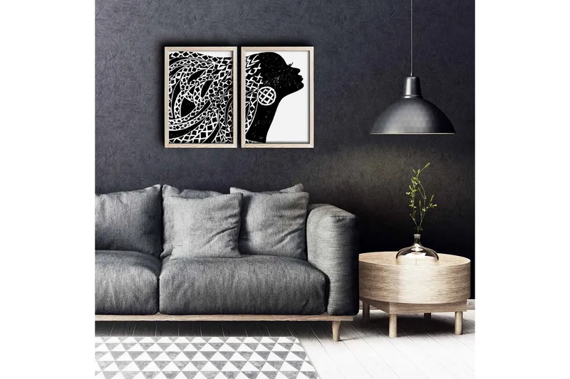 Väggdekor MDF Målning 2 Delar, undefined