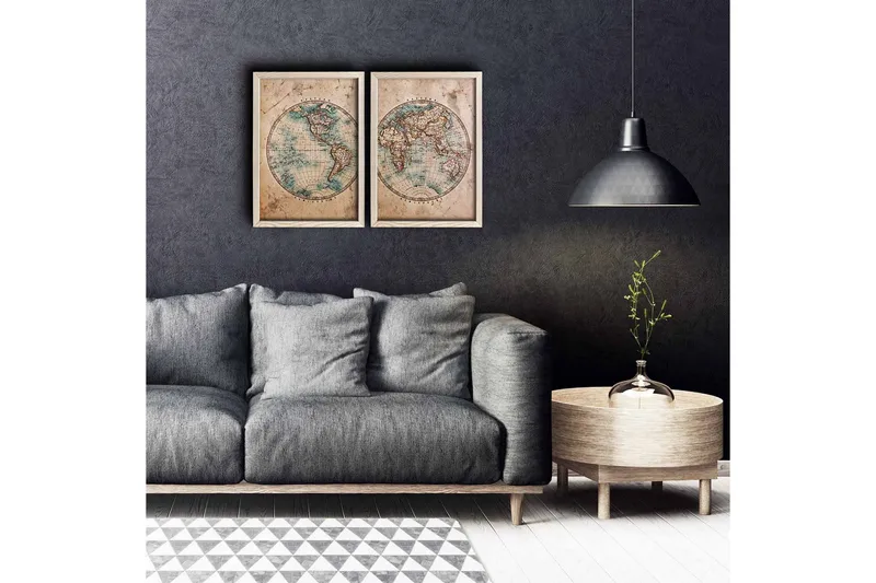 Väggdekor MDF Målning 2 Delar, undefined