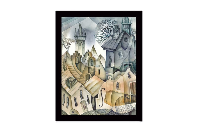 Dekorativ Inramad MDF-målning 41x56 cm - Flerfärgad - Inredning - Tavlor & konst