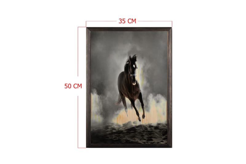 Horse Running On The Beach Painting Grå/Svart - 35x50 cm - Inredning - Tavlor & konst