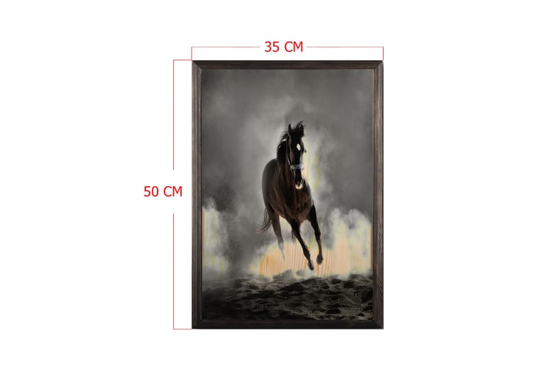 Horse Running On The Beach Painting Grå/Svart - 35x50 cm - Tavlor & konst