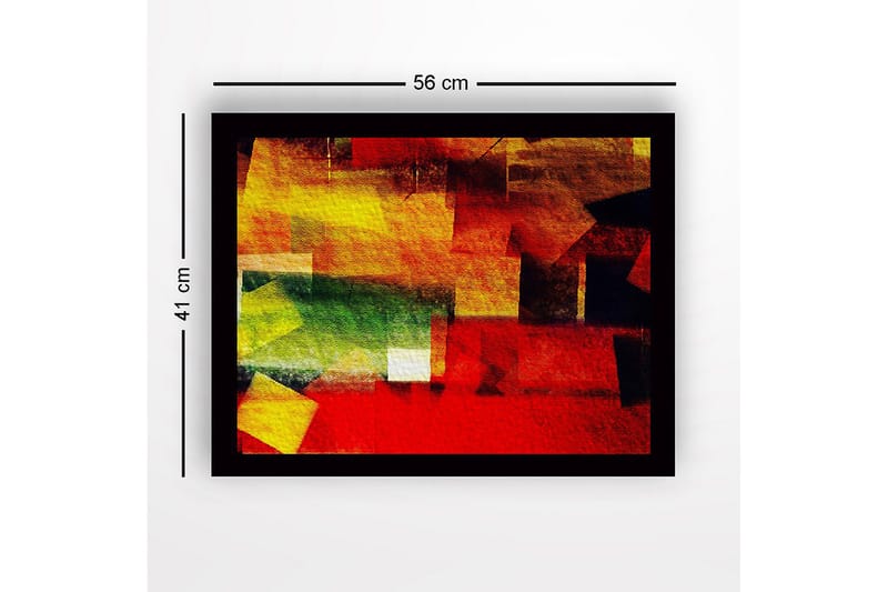 Inramad Canvastavla i trä - 41x56 cm - Abstrakt komposition med färgglada geometriska former - Röd / Gul / Grön - Inredning - Tavlor & konst