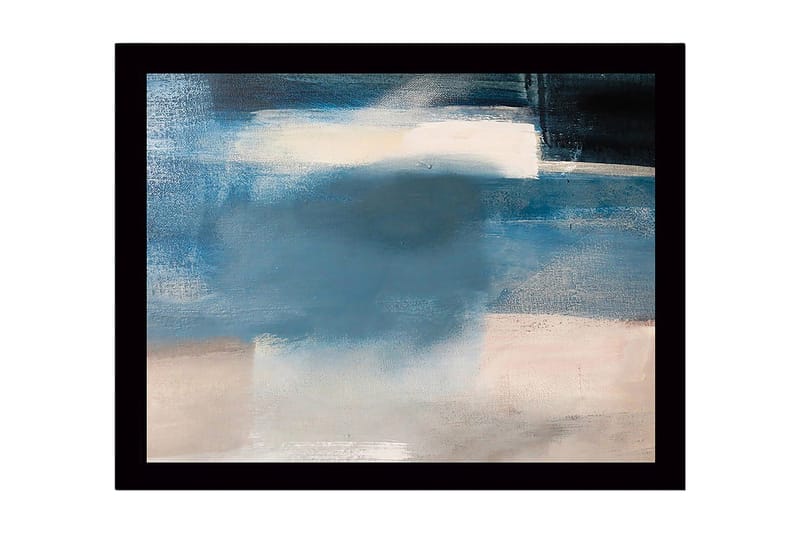 Inramad Canvastavla i trä - 41x56 cm - Abstrakt komposition med mjuka blå nyanser, Blå / Ljusgrå / Vit