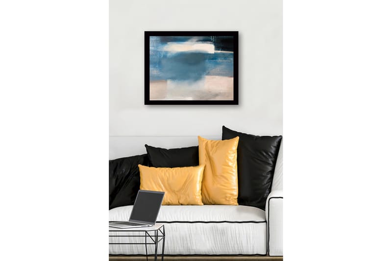 Inramad Canvastavla i trä - 41x56 cm - Abstrakt komposition med mjuka blå nyanser - Blå / Ljusgrå / Vit - Inredning - Tavlor & konst