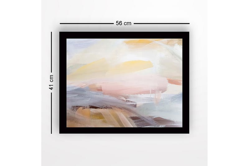 Inramad Canvastavla i trä - 41x56 cm - Abstrakt komposition med mjuka färgövergångar - Ljusgul / Ljusrosa / Ljusblå - Inredning - Tavlor & konst