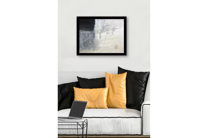 Inramad Canvastavla i trä - 41x56 cm - Abstrakt komposition med svarta och vita nyanser - Svart / Vit / Grå - Inredning - Tavlor & konst
