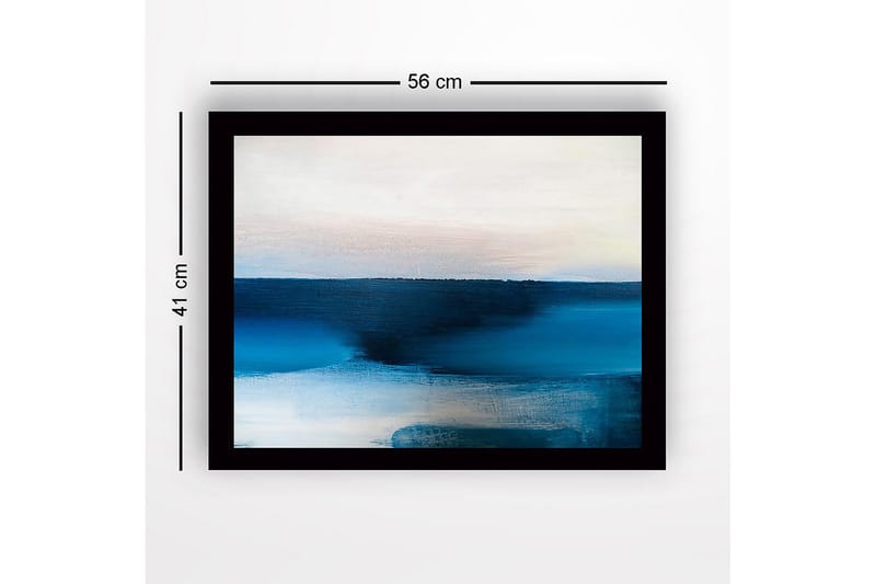 Inramad Canvastavla i trä - 41x56 cm - Abstrakt landskap med blå nyanser - Mörkblå / Ljusblå / Vit - Inredning - Tavlor & konst