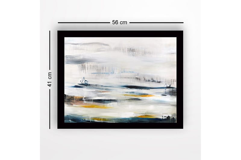 Inramad Canvastavla i trä - 41x56 cm - Abstrakt landskap med mjuka färgövergångar - Blå / Grå / Gul - Inredning - Tavlor & konst