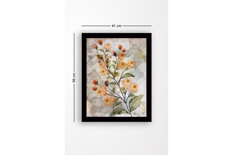 Inramad Canvastavla i trä - 41x56 cm - Blomsterarrangemang med rosor i mjuka nyanser - Ljus orange / Grön / Beige - Inredning - Tavlor & konst