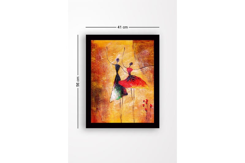 Inramad Canvastavla i trä - 41x56 cm - Dansande par i färgglada klänningar - Röd / Svart / Gul - Inredning - Tavlor & konst