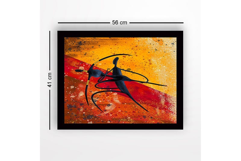 Inramad Canvastavla i trä - 41x56 cm - Dansande par i abstrakt stil - Guld / Röd / Svart - Inredning - Tavlor & konst