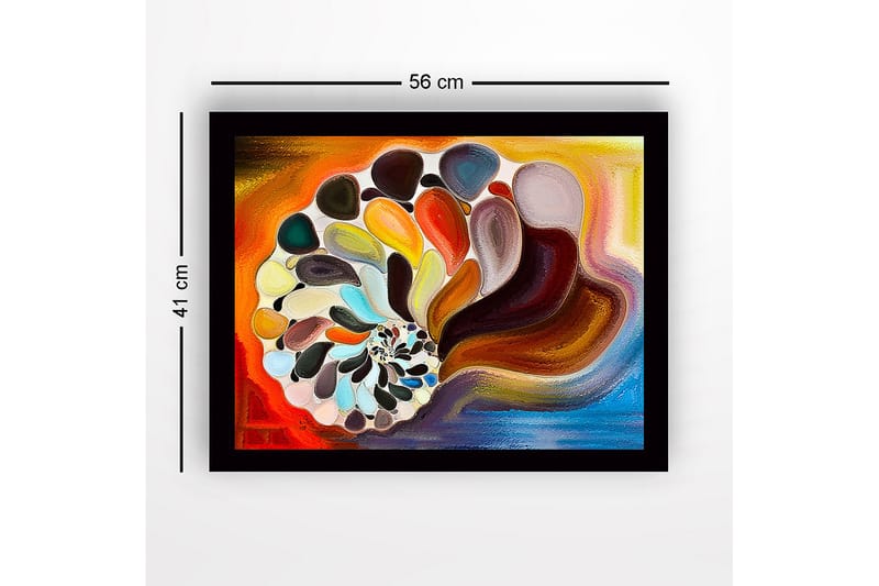 Inramad Canvastavla i trä - 41x56 cm - Färgglad snäcka med abstrakta former - Orange / Brun / Vit - Inredning - Tavlor & konst