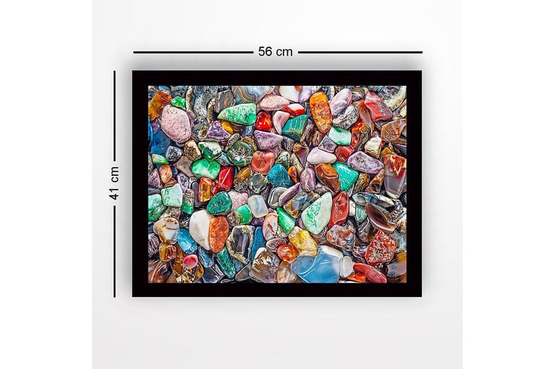 Inramad Canvastavla i trä - 41x56 cm - Färgglada ädelstenar i en rik mosaik av former och nyanser - Grön / Röd / Blå - Inredning - Tavlor & konst