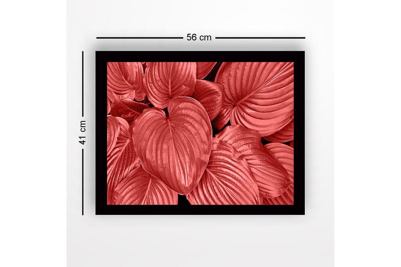 Inramad Canvastavla i trä - 41x56 cm - Färgglada blad i olika nyanser av röd - Röd / Svart - Inredning - Tavlor & konst