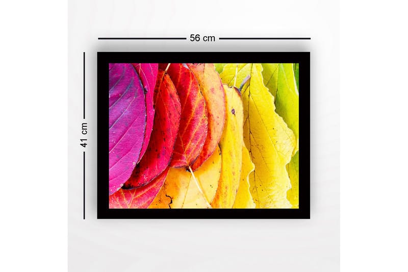 Inramad Canvastavla i trä - 41x56 cm - Färgglada höstlöv i olika nyanser - Rosa / Röd / Gul - Inredning - Tavlor & konst