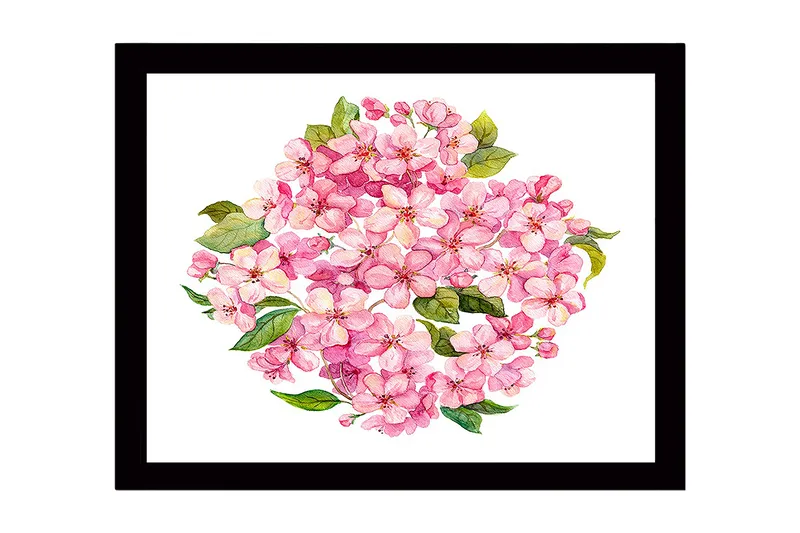 Inramad Canvastavla i trä - 41x56 cm - Färgrik bukett av blommor - Rosa / Grön - Inredning - Tavlor & konst