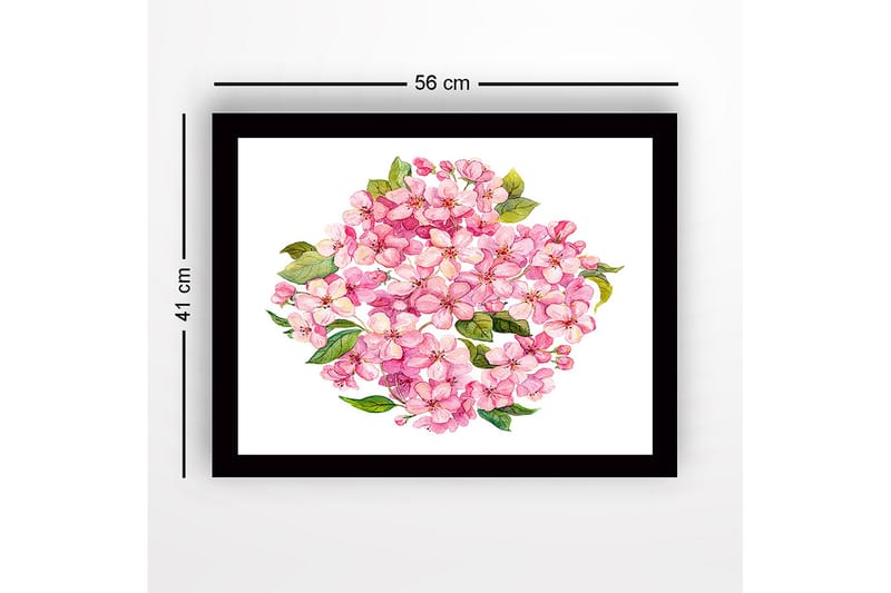 Inramad Canvastavla i trä - 41x56 cm - Färgrik bukett av blommor - Rosa / Grön - Inredning - Tavlor & konst