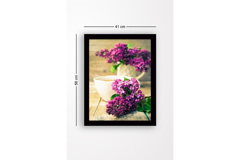 Inramad Canvastavla i trä - 41x56 cm - Färgrik bukett av syrener - Lila / Grön - Inredning - Tavlor & konst