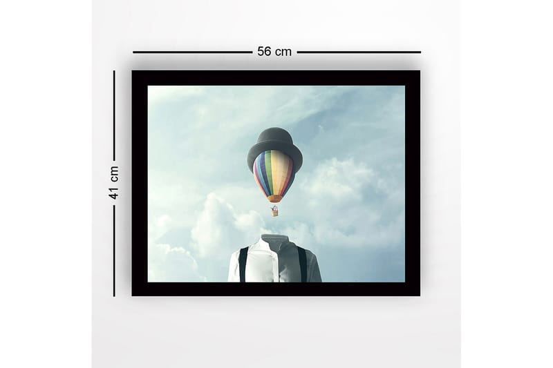 Inramad Canvastavla i trä - 41x56 cm - Huvudlös man i vit skjorta med en färgglad varmluftsballong ovanför - Blå / Grön / Röd - Inredning - Tavlor & konst
