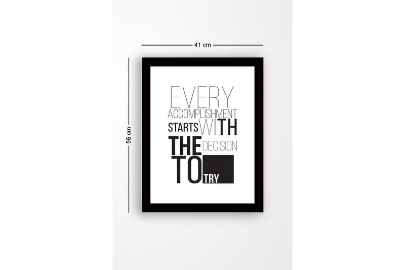 Inramad Canvastavla i trä - 41x56 cm - Inspirerande citat om prestation och beslutsamhet - Svart / Vitt - Inredning - Tavlor & konst