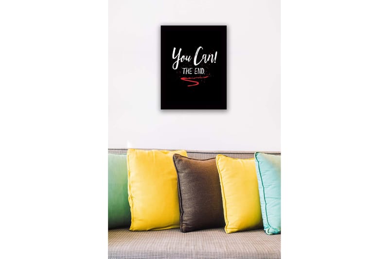 Inramad Canvastavla i trä - 41x56 cm - Inspirerande text med uppmaning och avslutning - Vit / Röd / Svart - Inredning - Tavlor & konst