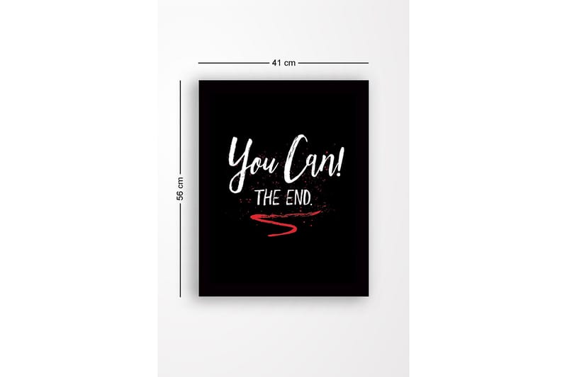 Inramad Canvastavla i trä - 41x56 cm - Inspirerande text med uppmaning och avslutning - Vit / Röd / Svart - Inredning - Tavlor & konst