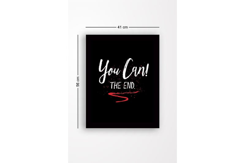 Inramad Canvastavla i trä - 41x56 cm - Inspirerande text med uppmaning och avslutning - Vit / Röd / Svart - Inredning - Tavlor & konst