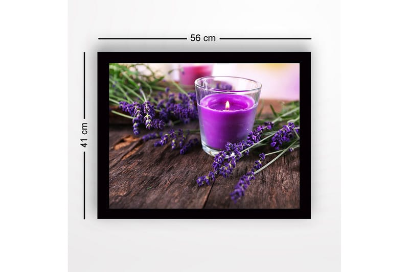 Inramad Canvastavla i trä - 41x56 cm - Lila doftljus omgiven av lavendelblommor - Lila / Grön / Brun - Inredning - Tavlor & konst