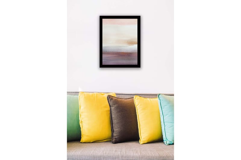 Inramad Canvastavla i trä - 41x56 cm - Mjuk abstrakt landskapskomposition med subtila färgövergångar - Ljusrosa / Beige / Lila - Inredning - Tavlor & konst
