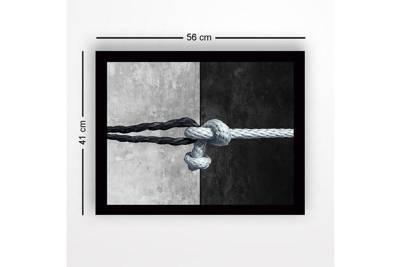 Inramad Canvastavla i trä - 41x56 cm - Sammanflätade rep i kontrasterande svart och vitt - Svart / Vit - Inredning - Tavlor & konst