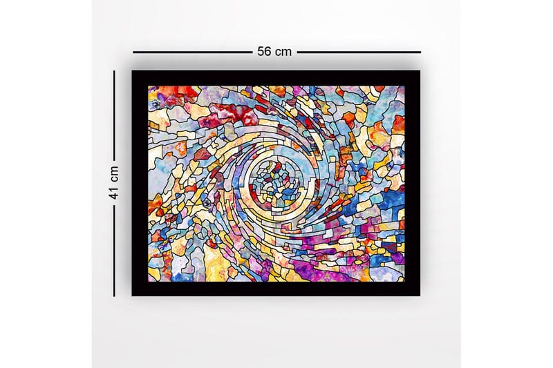 Inramad Canvastavla i trä - 41x56 cm - Spiraler av färgglada mosaikfragment - Blå / Röd / Gul - Inredning - Tavlor & konst