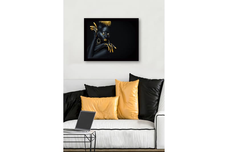 Inramad Canvastavla i trä - 41x56 cm - Svart och guldklädd modell med dramatiska poser - Svart / Guld - Inredning - Tavlor & konst