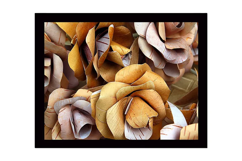 Inramad Canvastavla i trä - 41x56 cm - Torkade rosor i naturliga nyanser - Ljusbrun / Beige / Vit - Inredning - Tavlor & konst